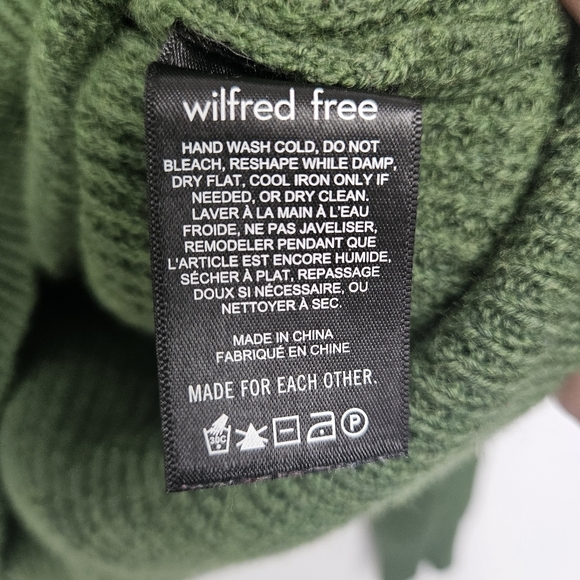 Wilfred Free Aritzia Sz M 100% Merino Wool Green Waffle Knit Women's  Sweater - Picture 5 of 7